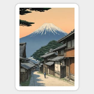 mt muji scene kawase hasui style art japan Sticker